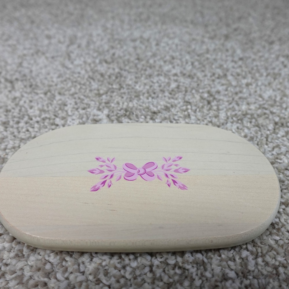 Longaberger 2005 Horizon of Hope WoodCrafts Basket Lid Pink Ribbon Bow Floral